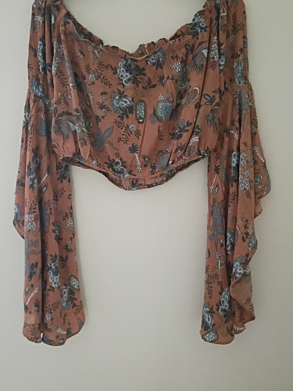 Homage Los Angeles Floral Boho Crop Blouse Size Large